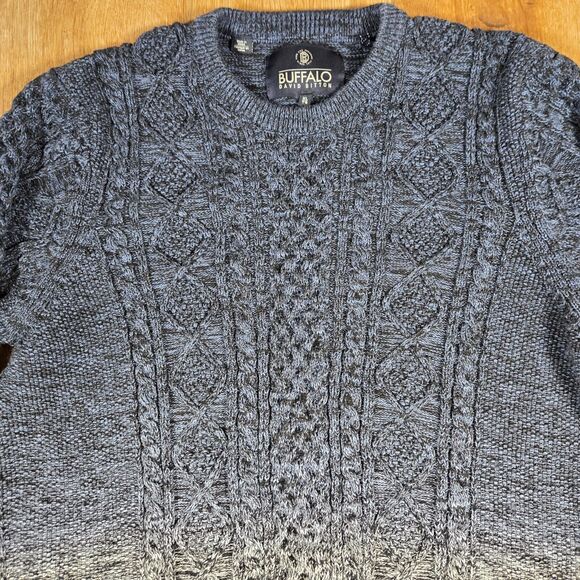 Buffalo David Bitton Sweater Mens XL Blue Cable Knit Pullover Crew Neck Knitwear - Picture 3 of 10